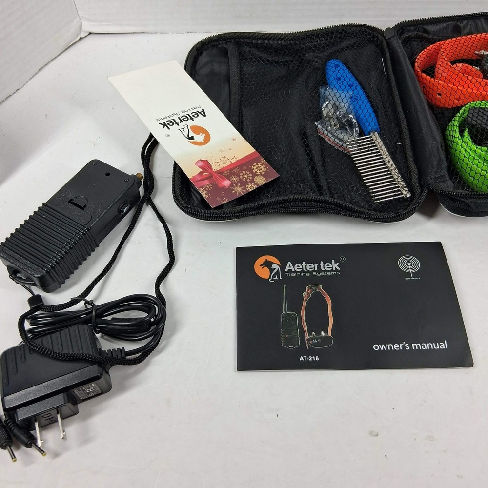 Aetertek AT-216 Dog Training System 2-Collar Kit 550M Range Orange‎ Green Case - Picture 4 of 10